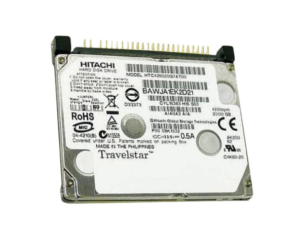 HTC426020G7AT00 - Hitachi Travelstar C4K60 Series 20GB 4200RPM IDE Ultra ATA/100 (ATA-6) 2MB Cache 1.8-inch Hard Drive