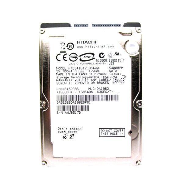HTE541612J9SA00 - Hitachi Travelstar E5K160 Series 120GB 5400RPM SATA 1.5Gb/s 8MB Cache (512) 2.5-inch Hard Drive