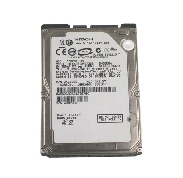 HTE542512K9A300 - Hitachi Travelstar E5K250 Series 120GB 5400RPM SATA 3Gb/s 8MB Cache 2.5-inch Hard Drive