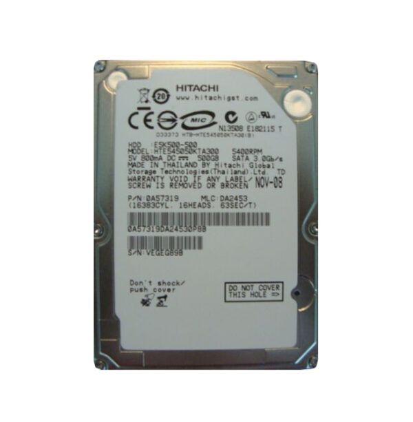 HTE545050KTA300 - Hitachi Travelstar E5K500 Series 500GB 5400RPM SATA 3Gb/s 8MB Cache 2.5-Inch Hard Drive