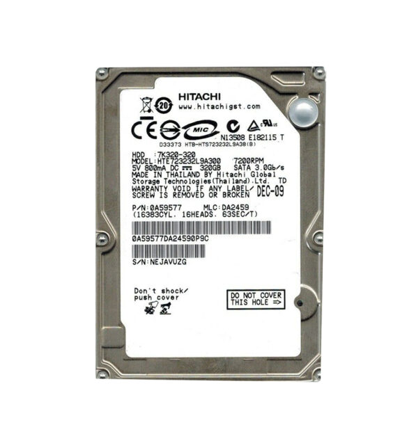 HTE723232L9A300 - Hitachi Travelstar 7K320 Series 320GB 7200RPM SATA 3Gb/s 16MB Cache (512) 2.5-inch Hard Drive