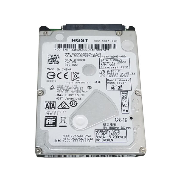 HTE725025A7E630 - Hitachi 250GB 7200RPM SATA 6Gb/s 32MB Cache 512e 2.5-inch Hard Drive