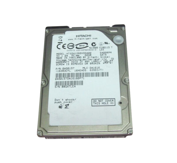 HTS541260H9SA00 - Hitachi Travelstar 5K120 Series 60GB 5400RPM SATA 1.5Gb/s 8MB Cache 2.5-inch Hard Drive