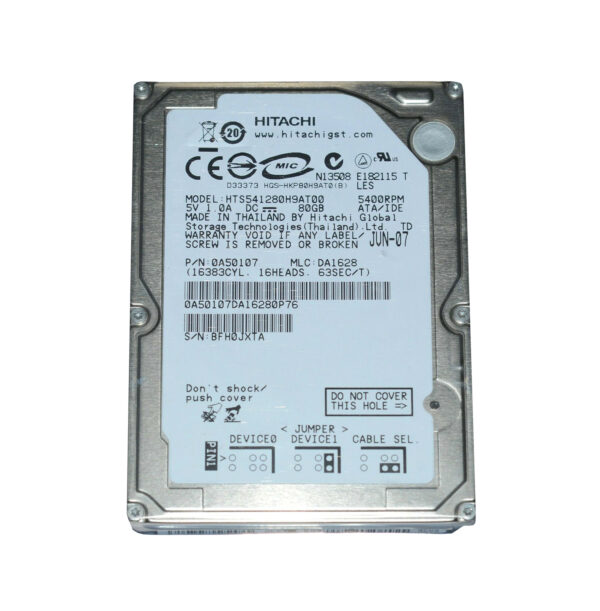 HTS541280H9AT00 - Hitachi Travelstar 5K120 Series 80GB 5400RPM IDE/ATA 8MB Cache 2.5-inch Hard Drive