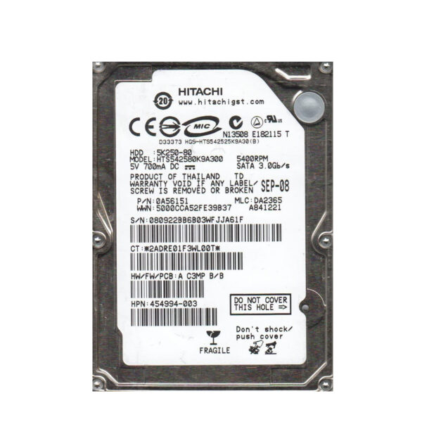 HTS542580K9A300 - Hitachi Travelstar 5K250 Series 80GB 5400RPM SATA 3Gb/s 8MB Cache 2.5-inch Hard Drive
