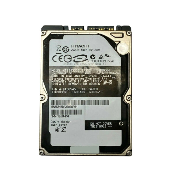 HTS543225L9A302 - Hitachi Travelstar 5K320 Series 250GB 5400RPM SATA 3Gb/s 8MB Cache 2.5-inch Hard Drive
