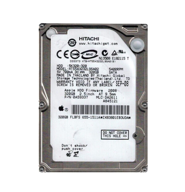 HTS543232L9SA02 - Hitachi Travelstar 5K320 Series 320GB 5400RPM SATA 1.5Gb/s 8MB Cache (512) 2.5-inch Hard Drive