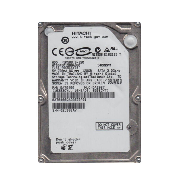 HTS545012B9A300 - Hitachi Travelstar 5K500.B Series 120GB 5400RPM SATA 3Gb/s 8MB Cache 2.5-Inch Hard Drive