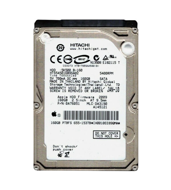 HTS545016B9SA02 - Hitachi Travelstar 5K500.B Series 160GB 5400RPM SATA 1.5Gb/s 8MB Cache 2.5-Inch Hard Drive