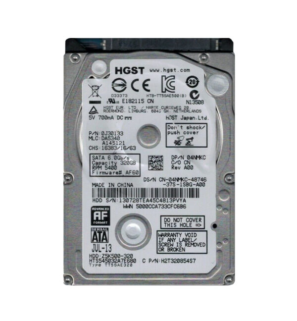 HTS545032A7E680 - HGST Travelstar Z5K500 Series 320GB 5400RPM SATA 6Gb/s 8MB Cache 2.5-inch Hard Drive
