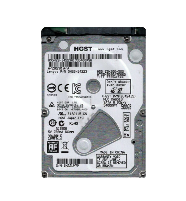 HTS545050A7E660 - HGST Z5K500 Series 500GB 5400RPM SATA 6Gb/s 8MB Cache 2.5-inch Hard Drive