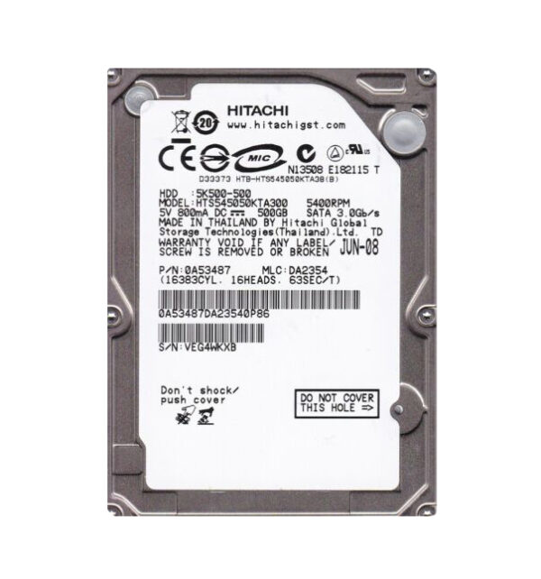 HTS545050KTA300 - Hitachi Travelstar 5K500 Series 500GB 5400RPM SATA 3Gb/s 8MB Cache 2.5-inch Hard Drive