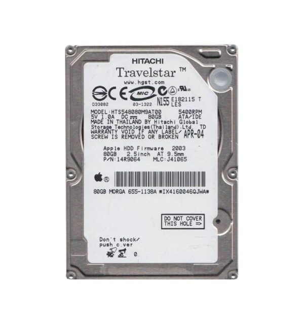 HTS548080M9ATOO - Hitachi Travelstar 5K80 Series 80GB 5400RPM IDE Ultra ATA/100 (ATA-6) 8MB Cache 2.5-inch Hard Drive
