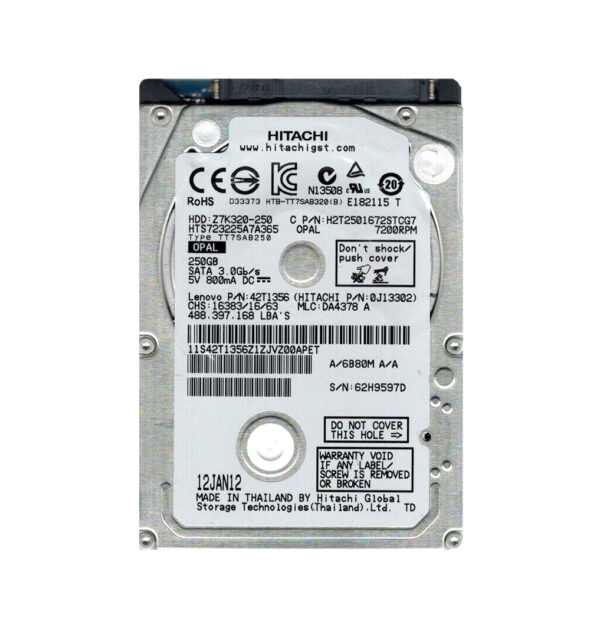 HTS723225A7A365 - HGST Travelstar Z7K320 Series 250GB 7200RPM SATA 3Gb/s 16MB Cache (512) (TCG Opal Encryption) 2.5-inch Hard Drive