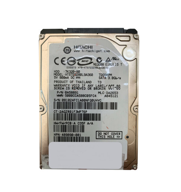 HTS723280L9A360 - Hitachi Travelstar 7K320 Series 80GB 7200RPM SATA 3Gb/s 16MB Cache (512) 2.5-inch Hard Drive