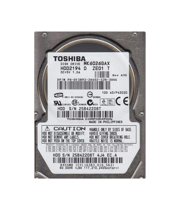 MK-6026GAX - Toshiba 60GB 5400RPM IDE Ultra ATA/100 (ATA-6) 2.5-Inch Hard Drive