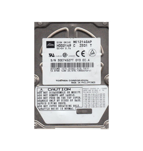 MK1214GAP - Toshiba 12GB 4200RPM IDE Ultra ATA/66 (ATA-5) 1MB Cache 2.5-Inch Hard Drive