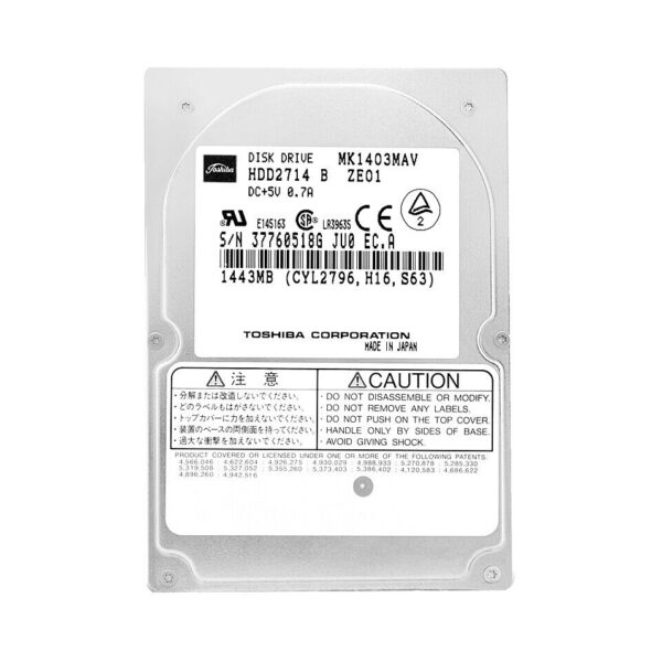 MK1403MAV - Toshiba 1.4GB 4200RPM IDE 128KB Cache 2.5-Inch Hard Drive