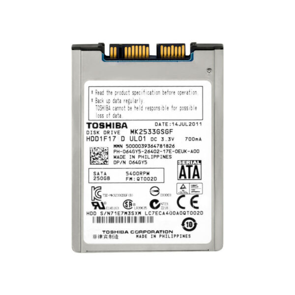MK2533GSGF - Toshiba 250GB 5400RPM SATA 3Gb/s 16MB Cache 1.8-Inch Hard Drive