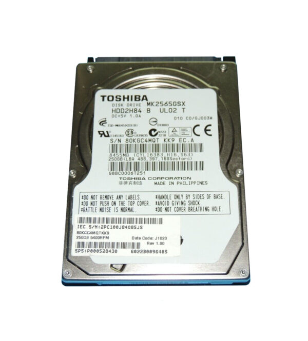 MK256GSX - Toshiba 250GB 5400RPM SATA 3Gb/s 8MB Cache 2.5-Inch Hard Drive