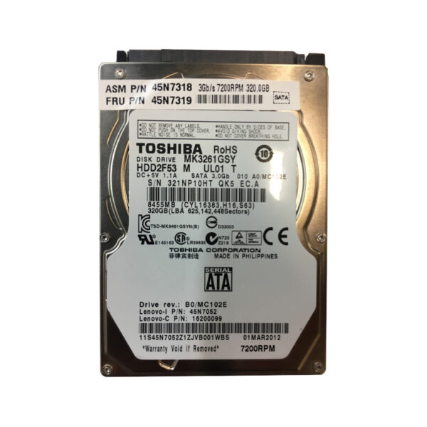 MK3261GSY - Toshiba 320GB 7200RPM SATA 3Gb/s 16MB Cache 2.5-Inch Hard Drive