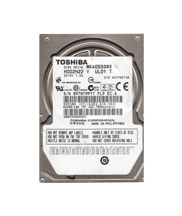 MK4055GSXF - Toshiba 400GB 5400RPM SATA 3Gb/s 2.5-Inch Hard Drive