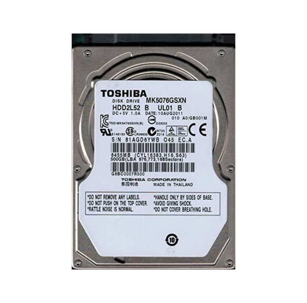 MK5076GSXN - Toshiba 500GB 5400RPM SATA 3Gb/s 8MB Cache 2.5-Inch Hard Drive