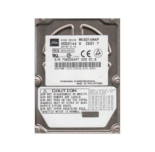 MK6014MAP - Toshiba 6GB 4200RPM IDE Ultra ATA/66 (ATA-5) 1MB Cache 2.5-Inch Hard Drive