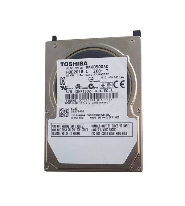 MK6050GAC - Toshiba 60GB 4200RPM IDE Ultra ATA/100 (ATA-6) 8MB Cache 2.5-Inch Hard Drive