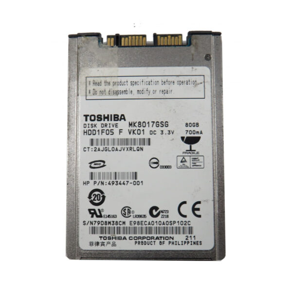 MK8017GSG - Toshiba 80GB 5400RPM SATA 1.5Gb/s 8MB Cache 1.8-Inch Hard Drive
