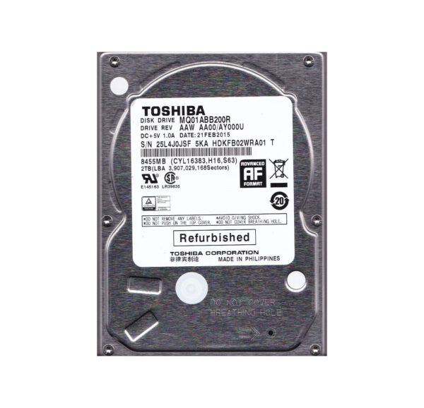 MQ01ABB200R - Toshiba 2TB 5400RPM SATA 3Gb/s 8MB Cache (512e) 2.5-Inch Hard Drive
