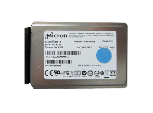 MTFDDAA064MAM1J2 - Micron RealSSD C400 Series 64GB Multi-Level Cell SATA 6Gb/s NAND Flash 1.8-Inch Solid State Drive