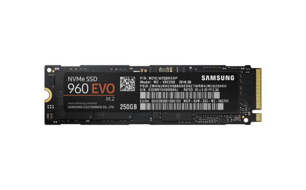MZ-V6E250 - Samsung 960 EVO Series 250GB Triple-Level Cell PCI Express NVMe 3.0 x4 M.2 2280 Solid State Drive