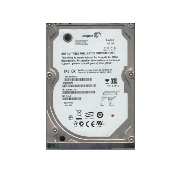 ST980210AS - Seagate 80GB 5400RPM SATA 1.5Gb/s 2.5-inch Hard Drive