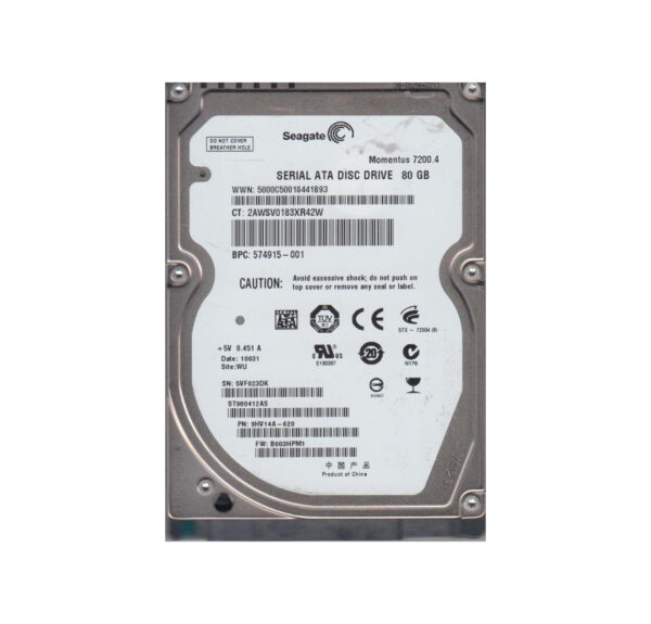 ST980412AS - Seagate Momentus 7200.4 80GB 7200RPM SATA 3Gb/s 16MB Cache 2.5-Inch Hard Drive