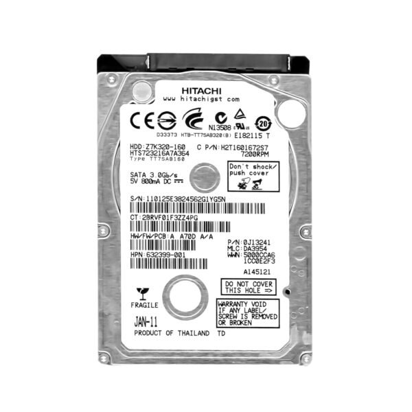 Z7K320-160 - Hitachi 160GB 7200RPM SATA 3Gb/s 2.5-inch Hard Drive